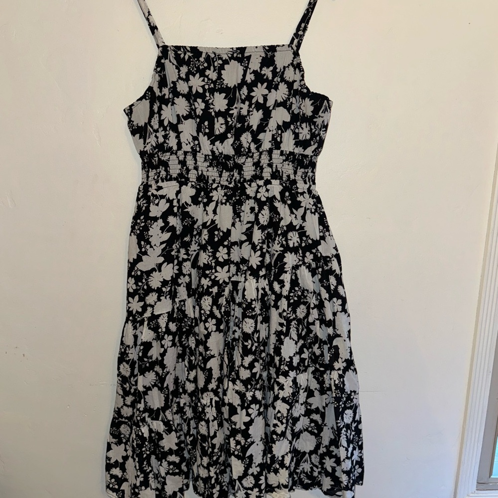 Floral Black and White Dress